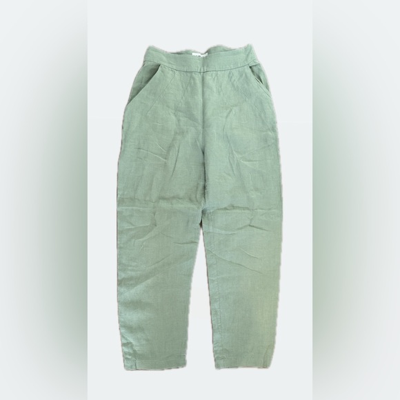 Eve Gravel Pants - Eve Gravel Sage Green - 100% Linen Trousers
